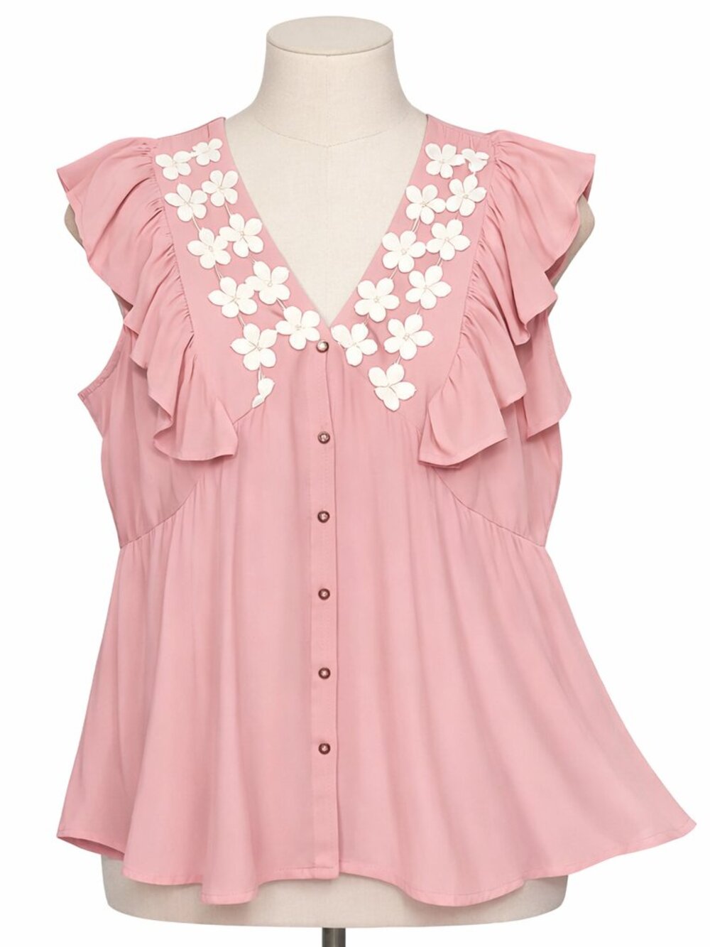 Robert Louis, Women's  Ruffled Baby Doll Top. Dusty Rose Size Med or Large  NWT